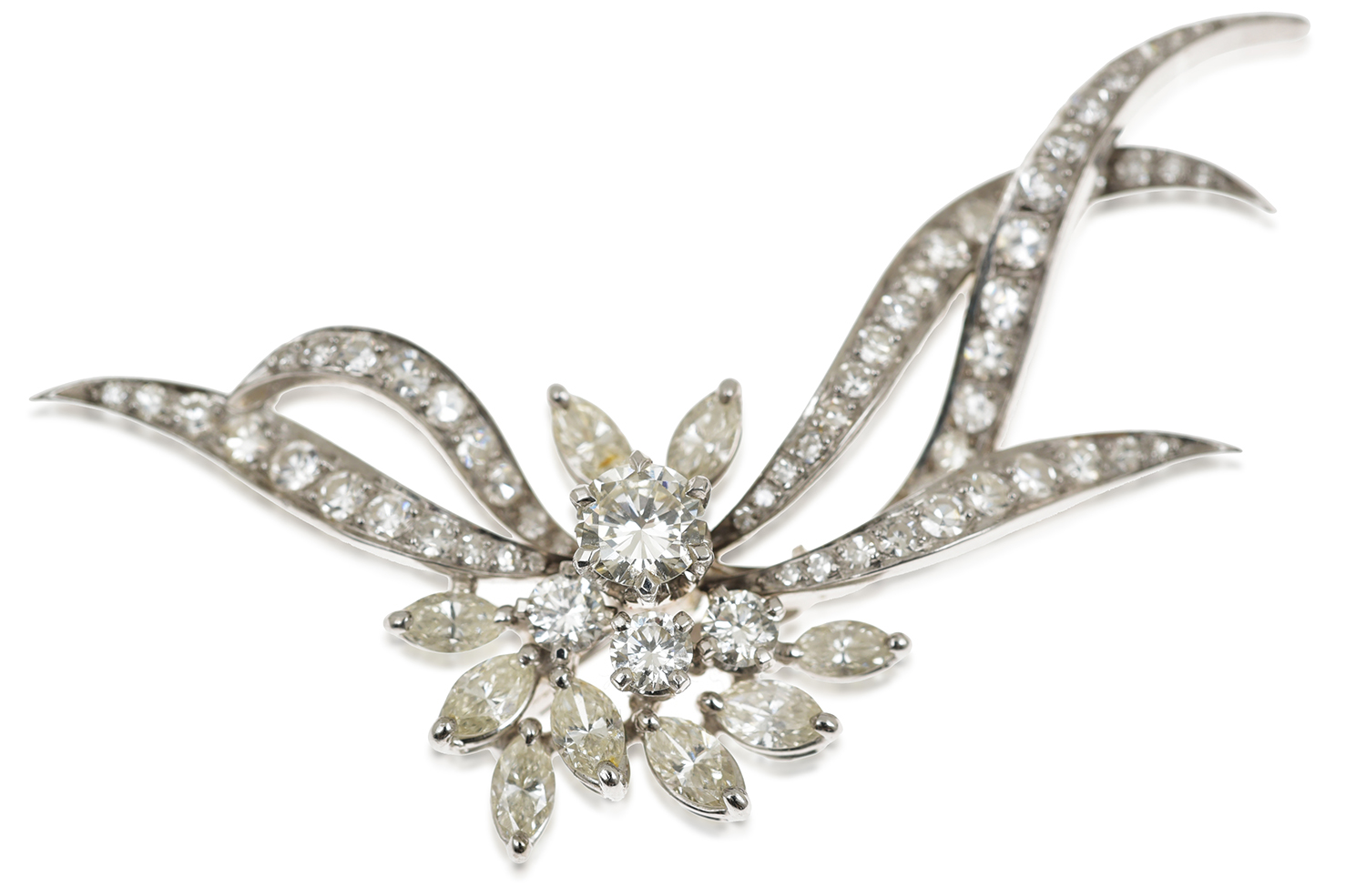 Appraisal: A DIAMOND SPRAY BROOCH Centrally set with a round brilliant