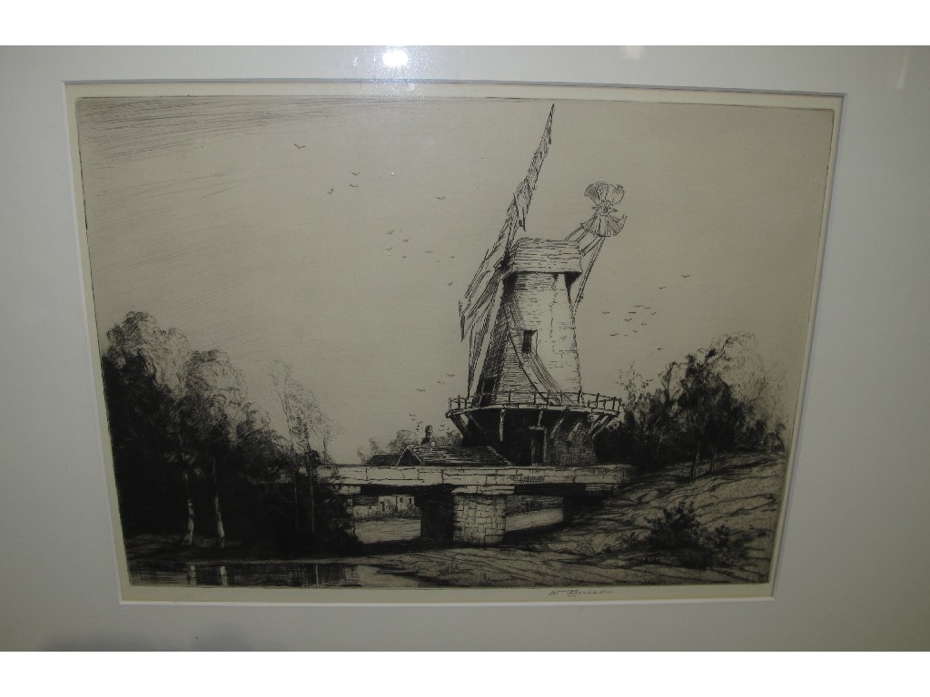 Appraisal: WILLIAM RENISON Etching of a windmill signed in pencil