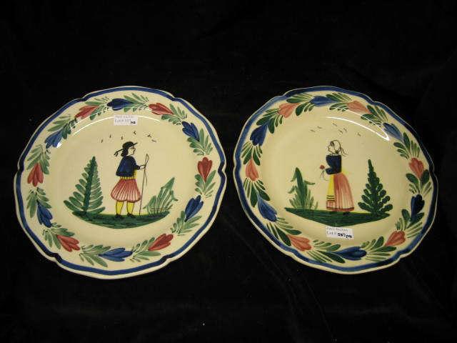 Appraisal: Pair of Quimper French Pottery Plates peasant boy girl