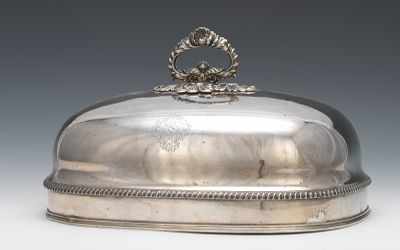 Appraisal: An Antique Silver Plated Warming Dome Silver plate over copper