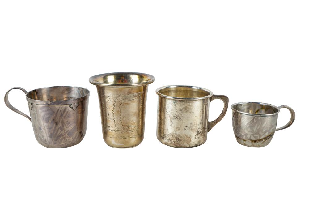 Appraisal: FOUR STERLING SILVER CUPSthe first marked for Shreve Treat and