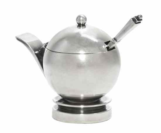 Appraisal: A Danish Silver Mustard Pot Georg Jensen designed by Harald