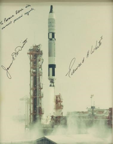 Appraisal: Autographed framed photo of a NASA Gemini-Titan rocket written at