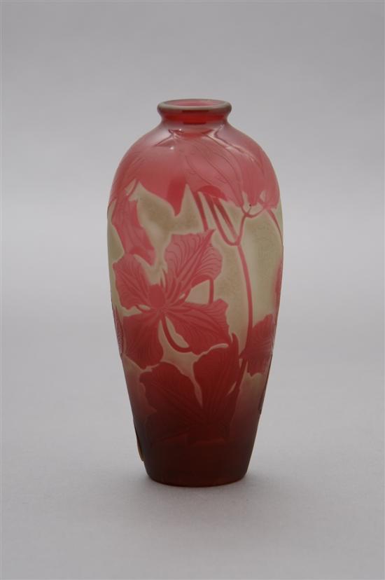 Appraisal: A DArgental Cameo Glass Vase Height inches