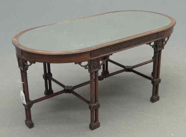 Appraisal: Regency style mahogany mirrored top coffee table Top '' x