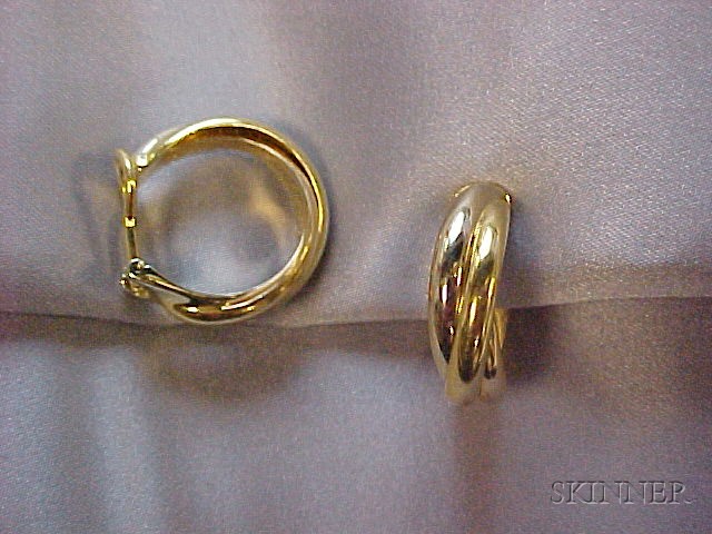 Appraisal: kt Tricolor Gold Hoop Earclips Cartier lg in no D