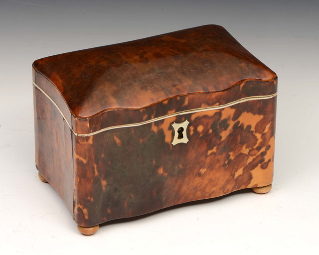 Appraisal: A GEORGIAN TORTOISESHELL TEA CADDY with domed top and of