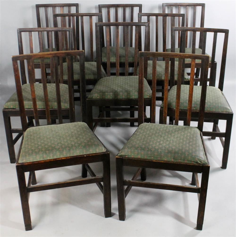 Appraisal: SET OF ELEVEN PROVINCIAL HEPPLEWHITE STYLE OAK DINING CHAIRS the