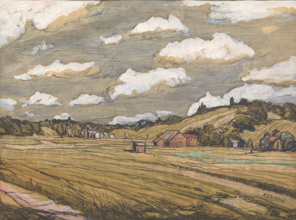 Appraisal: AUGUST BIEHLE AMERICAN - x Farm outside of Zoar Watercolor