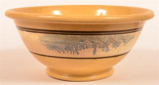 Appraisal: Yellowware Blue Mocha Seaweed Mixing Bowl Yellowware Blue Mocha Seaweed