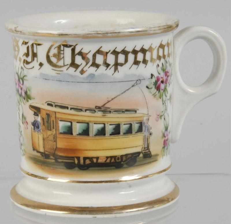 Appraisal: Trolley Car Shaving Mug Description Marked W F Chapman across