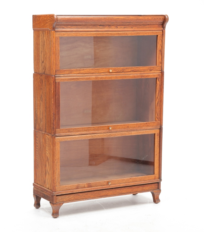 Appraisal: AMERICAN WIDMAN THREE STACK BOOKCASE First quarter th century oak