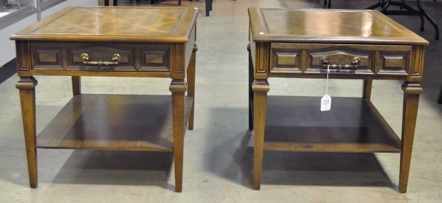 Appraisal: Pair Of Mediterranean Style End TablesHaving single drawer and medial