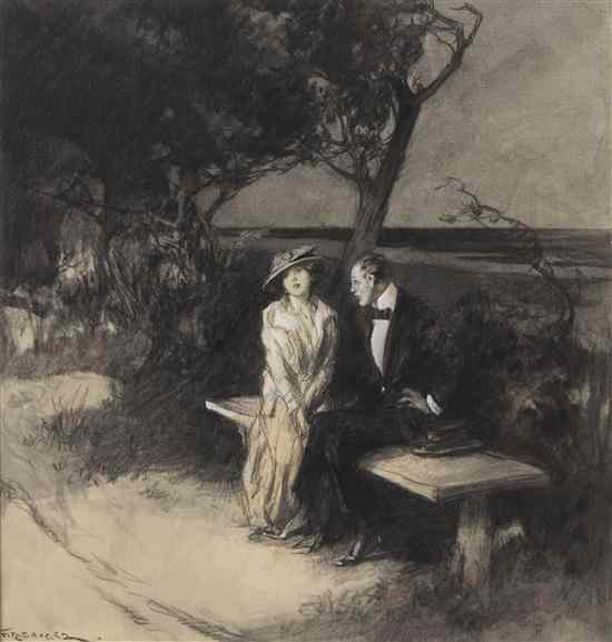 Appraisal: Frederic Rodrigo Gruger American - Couple Seated on Bench charcoal