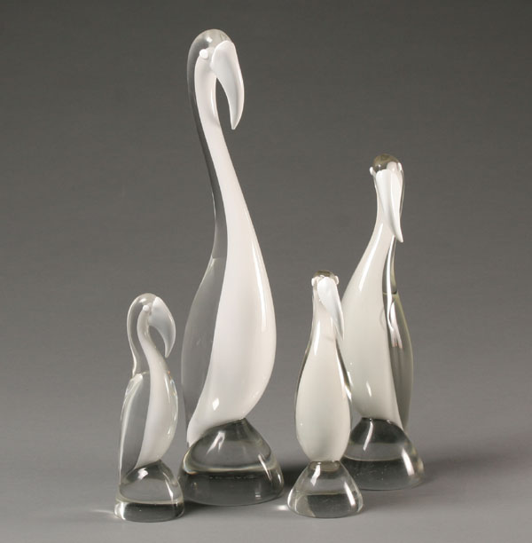 Appraisal: Set of Seguso AV Murano art glass waterbird figures Engraved