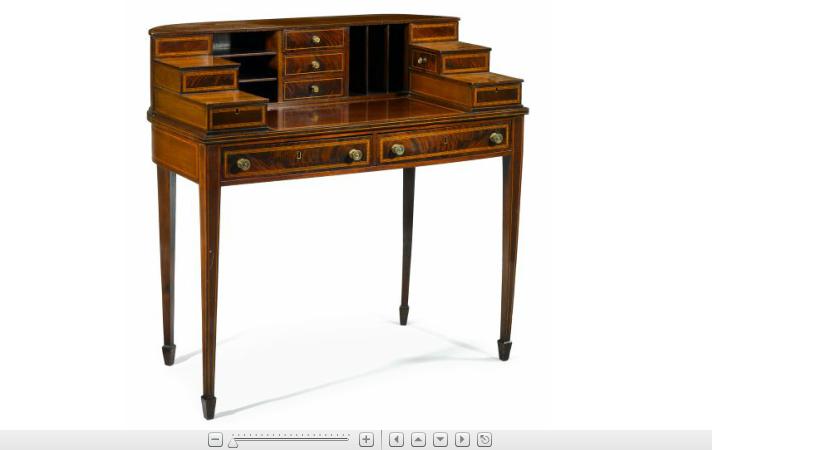 Appraisal: George III style mahogany and satinwood banded Carlton House deskcirca