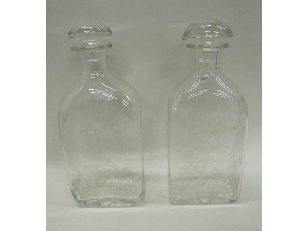 Appraisal: Pair of Georgian style decanters with cut floral decoration