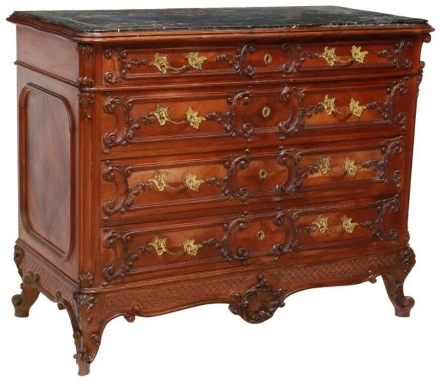 Appraisal: Louis XV style marble-top commode late th c four drawers