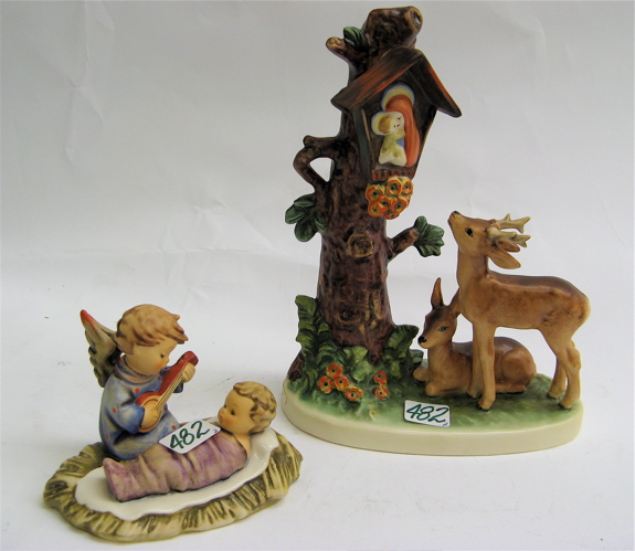 Appraisal: TWO GERMAN HUMMEL FIGURAL GROUPS TM- - including Forest Shrine