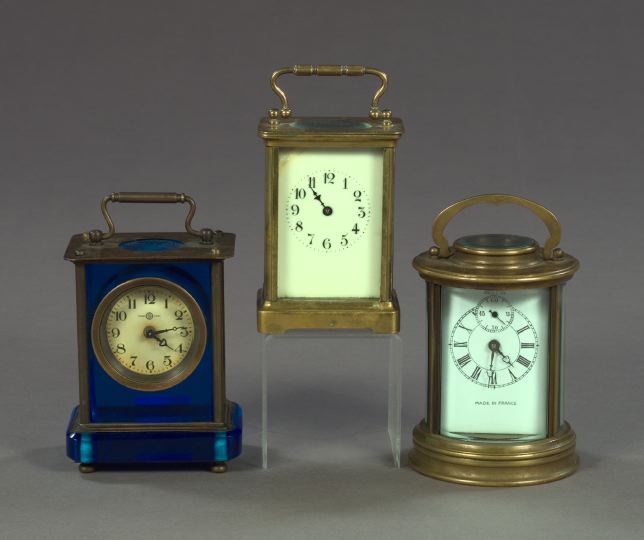 Appraisal: French Brass and Beveled Glass Carriage Clock produced for J