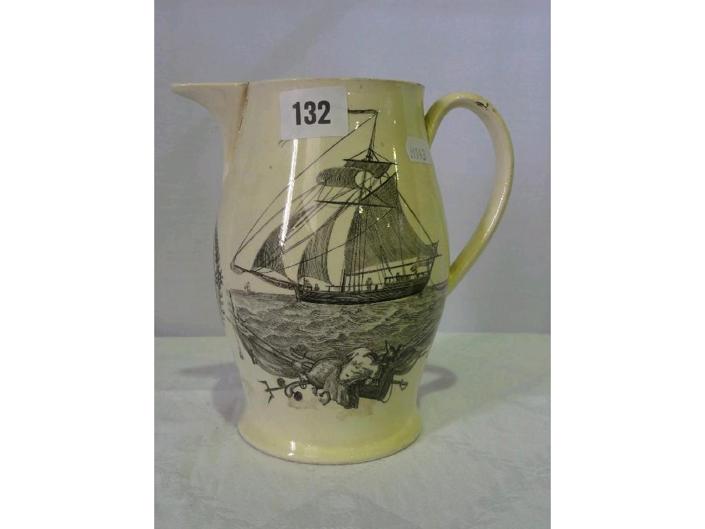 Appraisal: A late th century creamware jug commemorating Admiral Lord Nelson