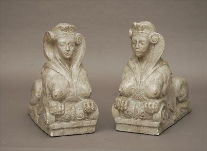 Appraisal: Pair of Composition Sphinxes