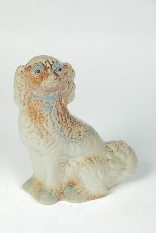 Appraisal: STONEWARE DOG American possibly Ohio mid th century Seated spaniel