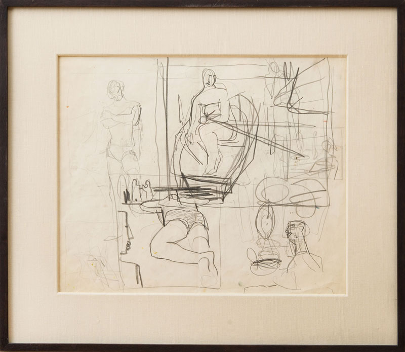 Appraisal: DAVID PARK - TWO-SIDED STUDY Two-sided pencil on paper inscribed