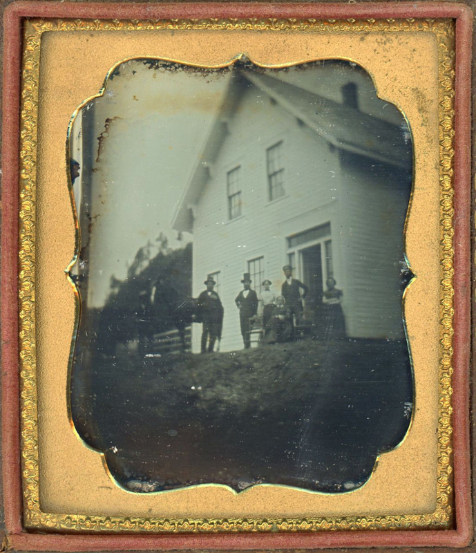 Appraisal: OUTDOOR SCENES DAGUERREOTYPE AMBROTYPE Sixth plate daguerreotype There's a house