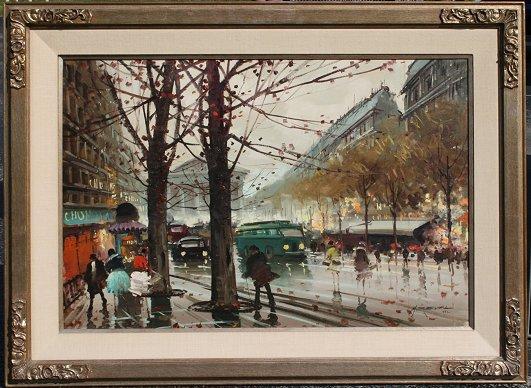 Appraisal: SEVAL M French th C Parisian Street Scene OIL Canvas