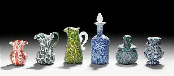 Appraisal: FRATELLI TOSO MURANO LOT OF VASES circa Millefiori murrine glass