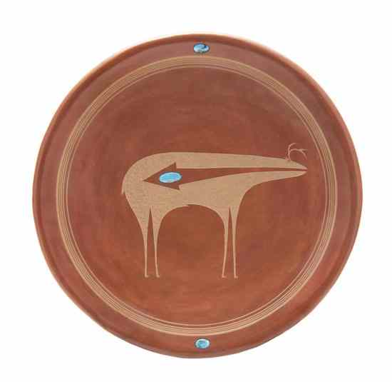 Appraisal: A San Ildefonso Pueblo Plate Tony Da buff ground having