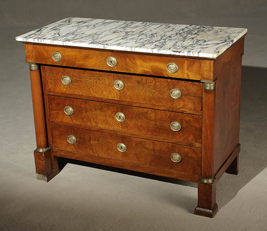 Appraisal: Charles X Ormolu Mounted Walnut Commode Circa Having a mottled