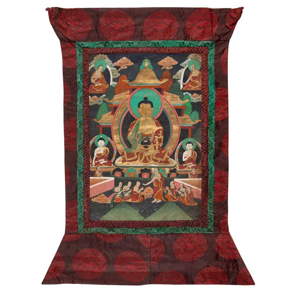 Appraisal: THANGKA DEPICTING AMITABHA QING DYNASTY TH CENTURY seated in dhyanasana