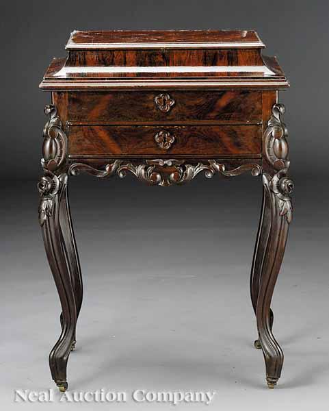 Appraisal: An American Rococo Carved Rosewood Work Table mid- th c