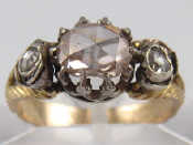 Appraisal: A rose cut diamond gold ring the principal stone measuring