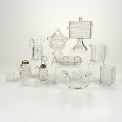 Appraisal: GLASS GROUP Twelve clear glass pieces including four American Log