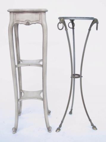 Appraisal: Two marble top plant stands one painted finish stand with