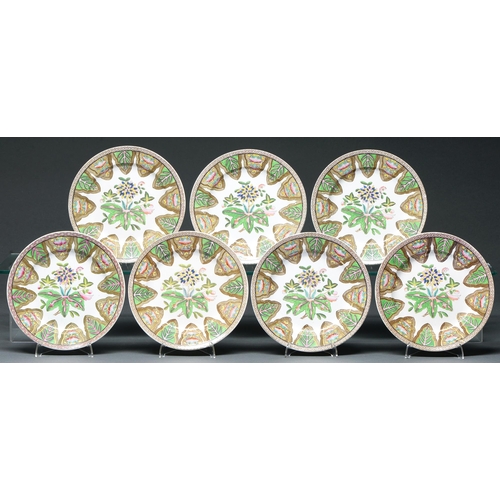 Appraisal: A set of seven Spode white earthenware plates c printed