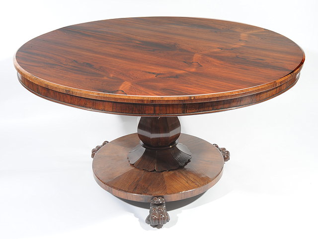 Appraisal: A TH CENTURY ROSEWOOD WITH CIRCULAR TILT TOP BREAKFAST TABLE