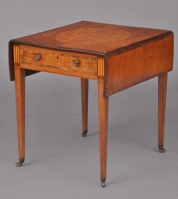 Appraisal: GEORGE III INLAID SATINWOOD PEMBROKE TABLE The top with oval