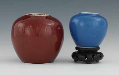 Appraisal: Two Chinese Miniature Monochrome Vases Containing a bulbous form sang-de-boeuf