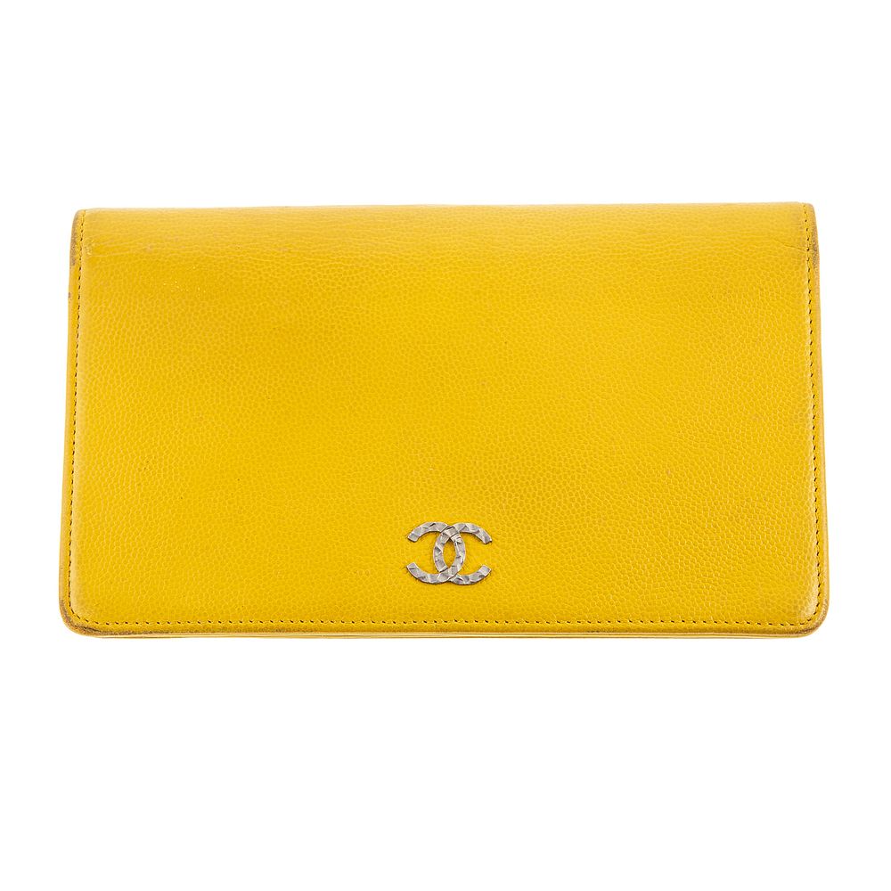 Appraisal: A Chanel CC Bifold Wallet A yellow calf leather Chanel