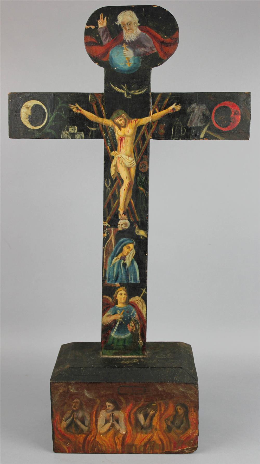 Appraisal: CROSS OF SOULS CRUZ DE ANIMAS TH TH CENTURY polychrome