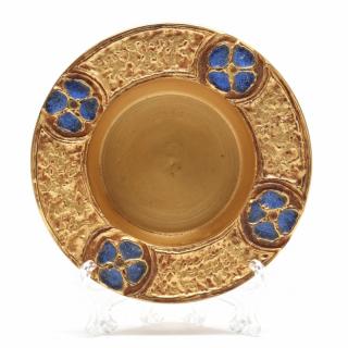 Appraisal: Tiffany Furnaces Enameled and Gilt Bronze Dish th century clover