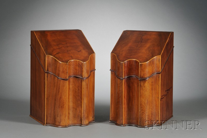 Appraisal: Pair of George III Mahogany Cutlery Boxes England early th