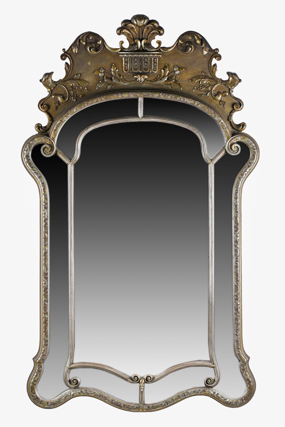 Appraisal: ROCOCO STYLE SILVERED WALL MIRROR th century x inches Condition