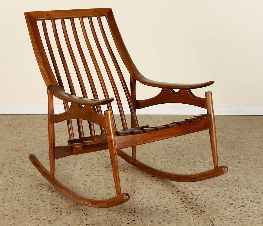 Appraisal: MID CENTURY MODERN ROCKING CHAIR SLOPED ARMS A mid century