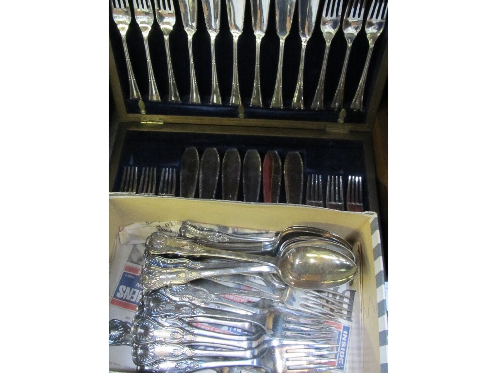 Appraisal: Lot comprising fish cutlery set and a box of loose