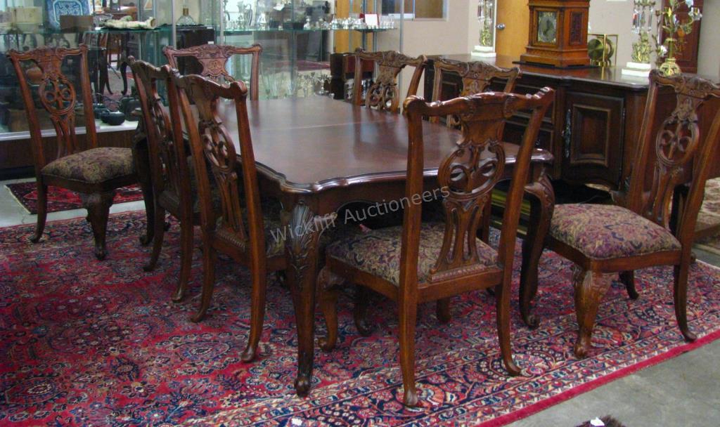 Appraisal: A dining table and chairs mahogany by Bernhardt US made